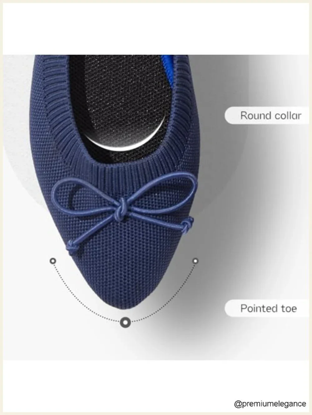 Womens Pointed Toe Ballet Flats Bow Dressy Slip On Mesh Knit Minimal Cushion